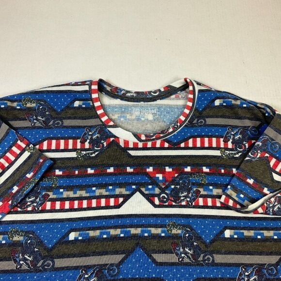 Lularoe Stretch Knit Top Motorcycle Print Short Sleeve Shirt Crew Neck Size 3XL - Picture 3 of 11